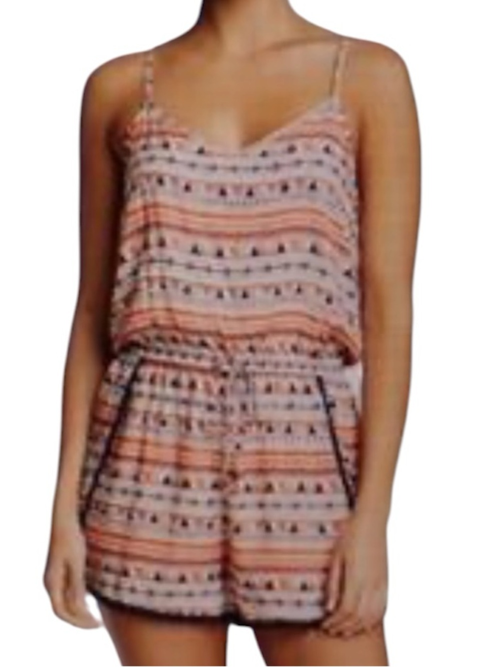 Free press Pink Striped & Geometric Print Spaghetti-Strap Romper